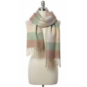 Madewell Womens Chunky oversized long scarf green  mocha brown soft fringe